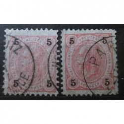 Rakouská známka 5 Heller odstín